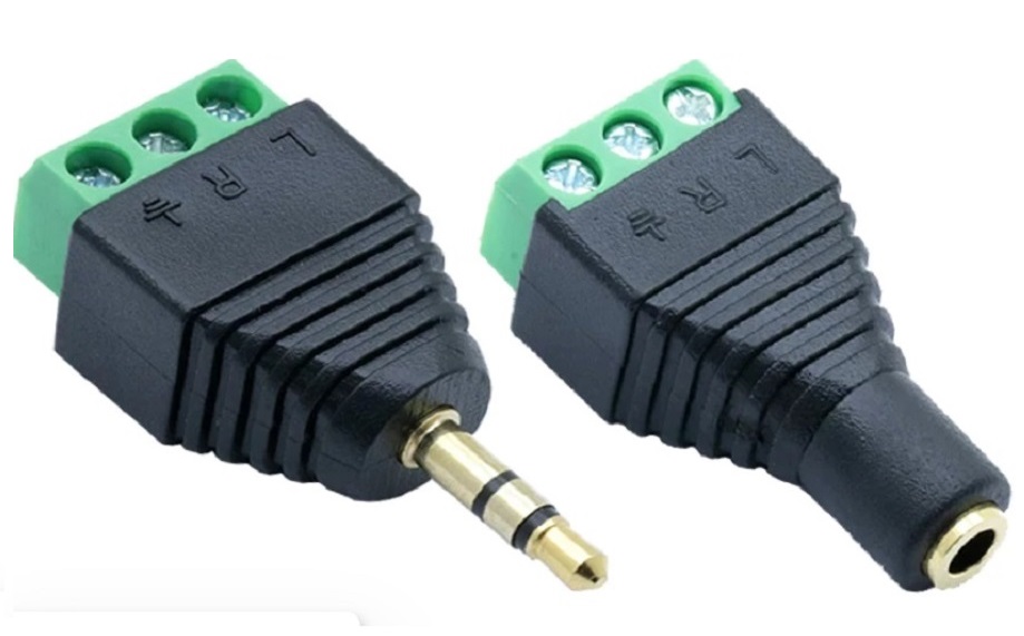 Audio estéreo jack 3.5mm Balun 3 pin atornillable 2 piezas - Imagen 2