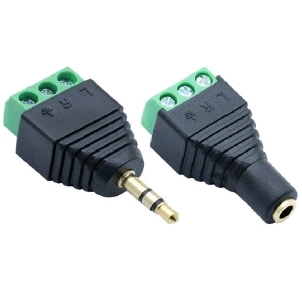 Audio estéreo jack 3.5mm Balun 3 pin atornillable 2 piezas