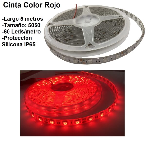 Cinta Led 5050 - 12V - 60 Leds/m (Rojo-IP65-5 metros) - Imagen 2