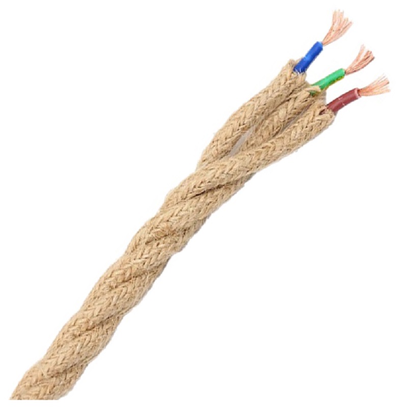 2x Cable cuerda cañamo vintage 3x0.75mm2 Cobre precio 2 m - ELECTROART