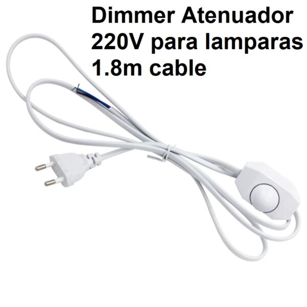 Atenuador Regulador Brillo Dimmer 220V 1.8m (Blanco) - Imagen 2