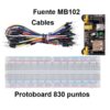 Kit Protoboard 830 pts + Fuente MB102 (Usb) + Cables - Imagen 2