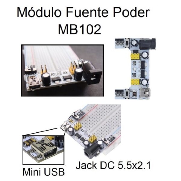 Módulo MB102  Mini Usb (3.3V o 5V)(700mA) - Imagen 2