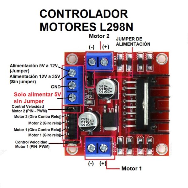 Módulo Controlador Motores L298N L298 N - Imagen 2