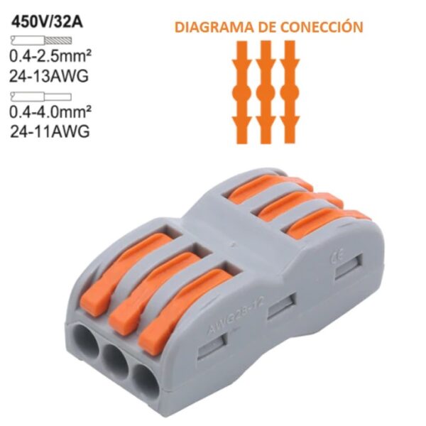 5x Pack Conector Eléctrico Rápido Wago 223 ( 3 x 3 pines ) - Imagen 2