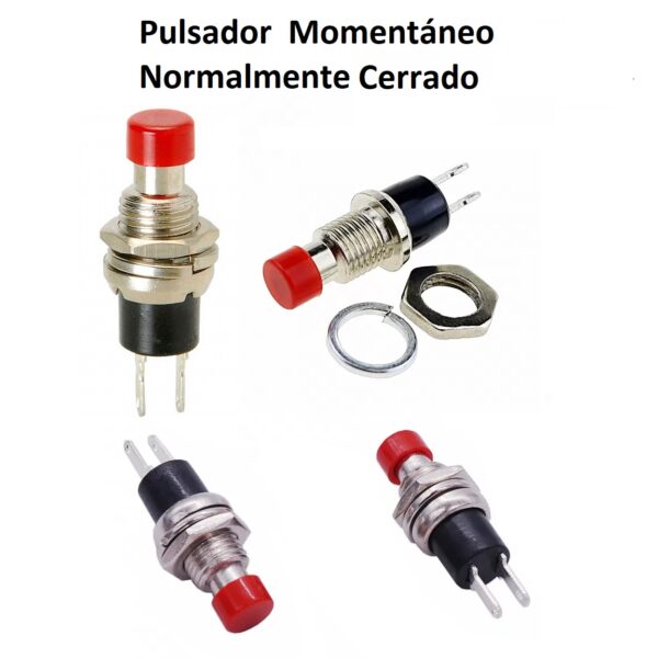 5x Pack Pulsador momentáneo 7mm PBS-111 Normal Cerrado NC - Imagen 2