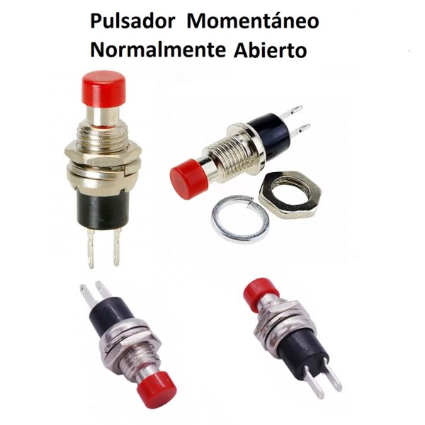 5x Pack Pulsador momentáneo 7mm PBS-110 Normal Abierto NO - Imagen 2
