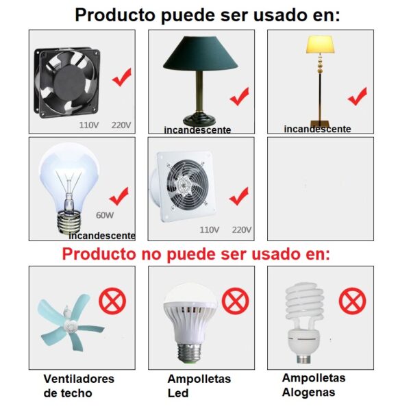 Atenuador Regulador Brillo Dimmer 220V 1.8m (Negro)-3