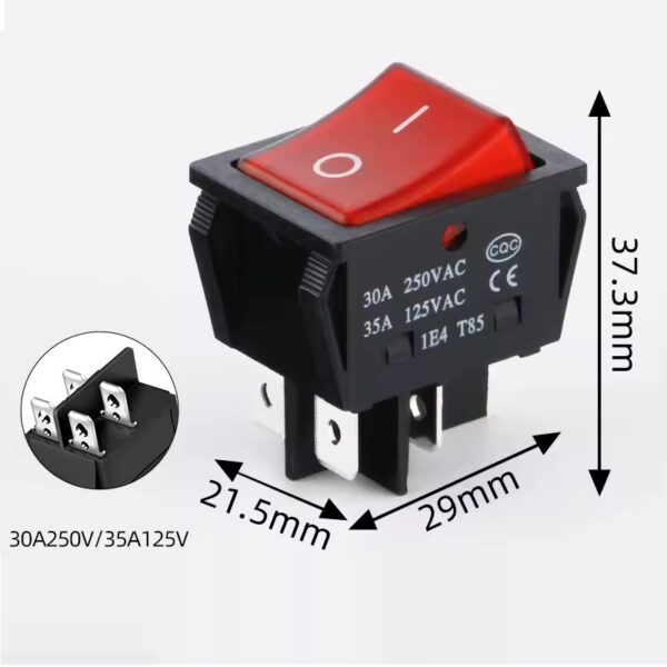 2x Pack Interruptor ON-OFF KCD4 30A (2 pos 4 pin rojo)-1