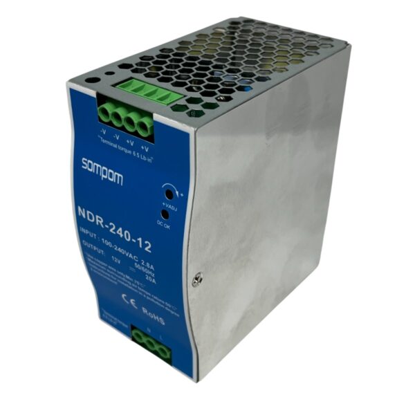 Fuente de poder NDR-240-12 Riel Din 220VAC a 12VDC (240W)-ML